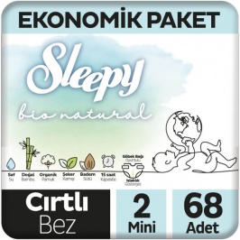 Sleepy Bio Natural Bebek Bezi 2Li Jumbo 2 Beden 3-6 Kg 68 Adet 10355160-00110