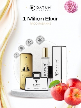 Erkaklar atiri Datum Parfume 1 Million Elixir 30 ml, olma, kedr, pachuli notalari bilan Erkaklar atiri Datum Parfume 1 Million Elixir 30 ml, olma, kedr, pachuli notalari bilan