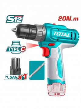 Дрель-шуруповерт аккумуляторная TOTAL TDLI122061