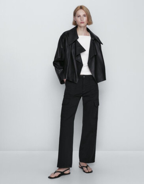 Купить Кожаная куртка напа с большим воротником S в Узбекистане - в ...