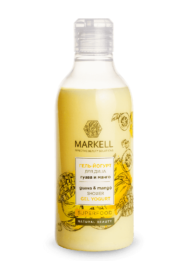 (MARKELL SUPERFOOD) ГЕЛЬ-ЙОГУРТ ДЛЯ ДУША ГУАВА И МАНГО, 500МЛ УТ-00007764