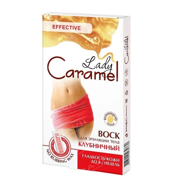 "Lady Caramel"tanani olib tashlash uchun mum"qulupnay", 16 ta chiziq+2 ta peçete.  УТ-00007671