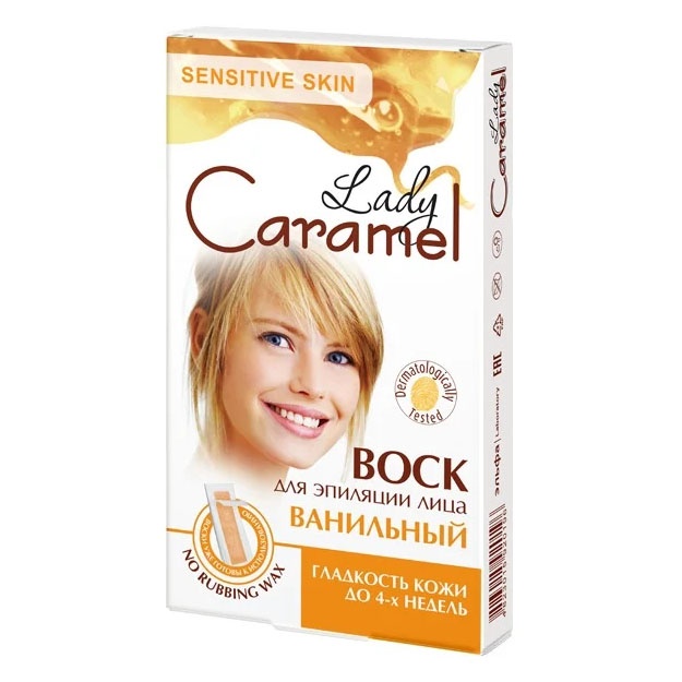 "Lady Caramel"Воск для эпиляции лица"Ванильный",12 полосок+2 салфетки. УТ-00007669