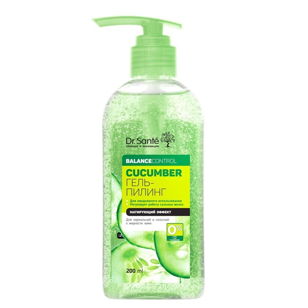 "Dr.Sante Cucumber Balance Control " yuvish uchun yumshoq jel peeling, 200 ml  УТ-00007648