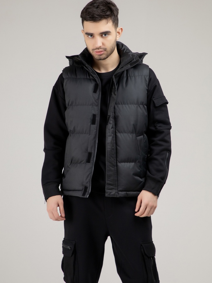 Yelek qisqa uzunligi qora XXL AW21CA1N-32-10689