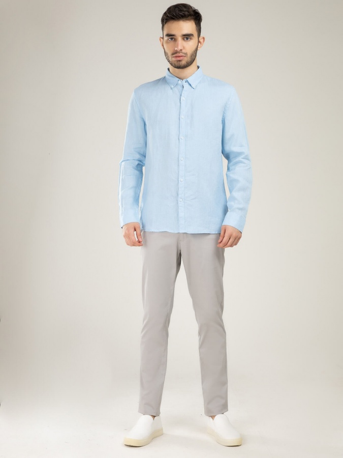 Рубашка Длинный Рукав Terra Pro, для мужчин, лён Blue XXL SS21CA2N-19-5-9492