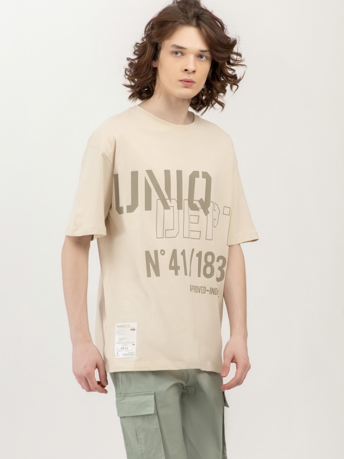 Beige s qisqa yengli futbolka  SS23CA2N-25-13023