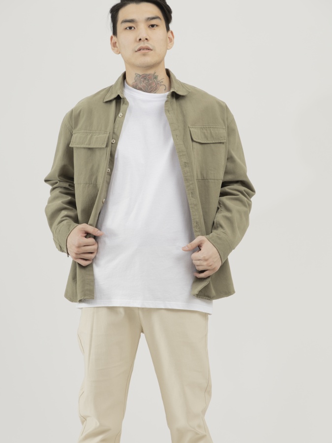 Xaki XXL uzun yengli ko'ylak  SS23CA2N-19-12320