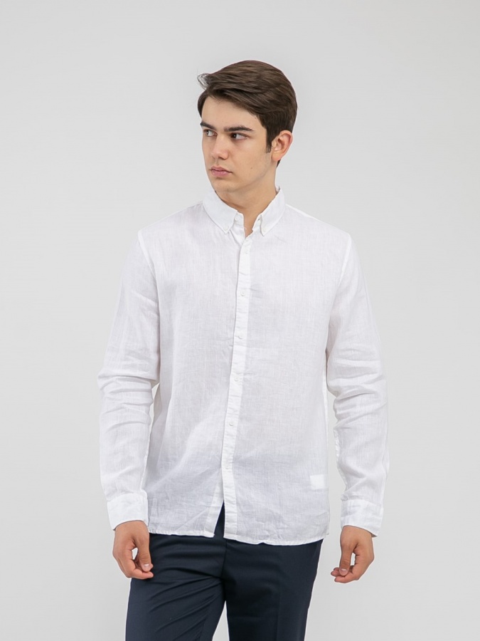 Oq XXL uzun yengli ko'ylak  SS23CA2N-19-18640