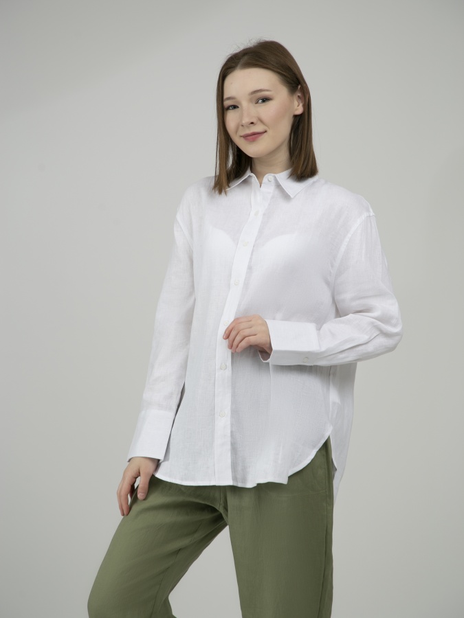 Женская рубашка длинный рукав White M SS23WES057