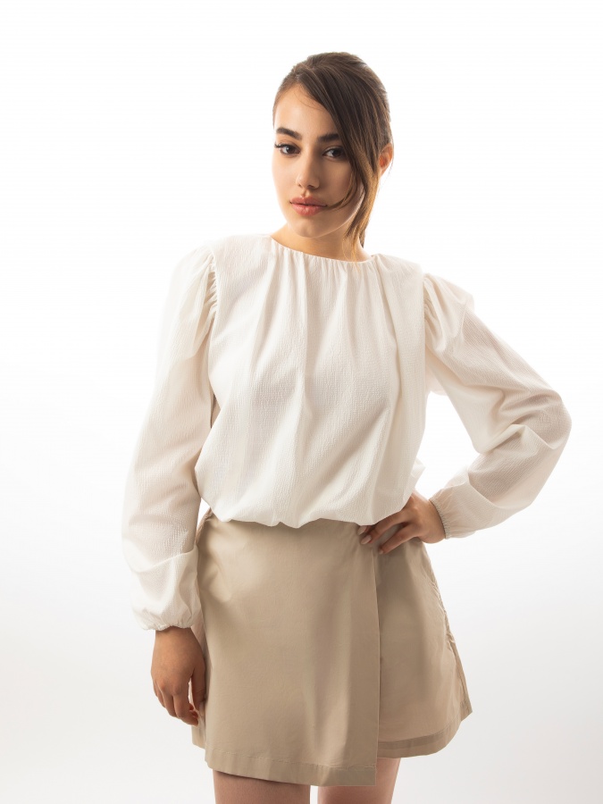 Bluzka uzun qisma oq L  SS23WES448