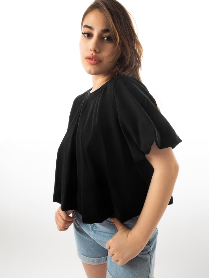 Bluzka qisqa qisma qora L  SS23WES238