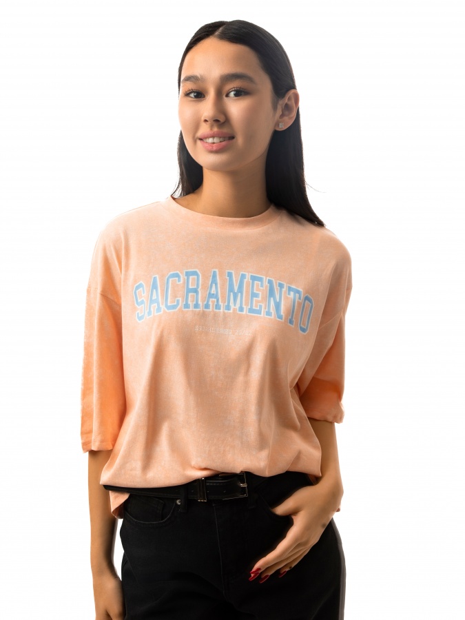 Peach M qisqa yengli ayollar futbolkasi SS23WES263