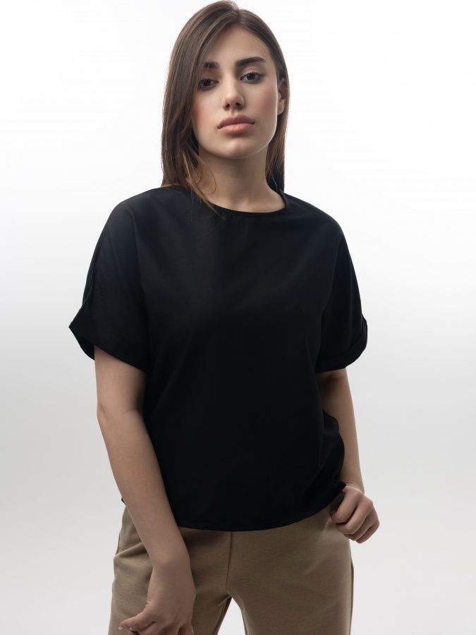 Блуза короткий рукав Black S SS23WES296