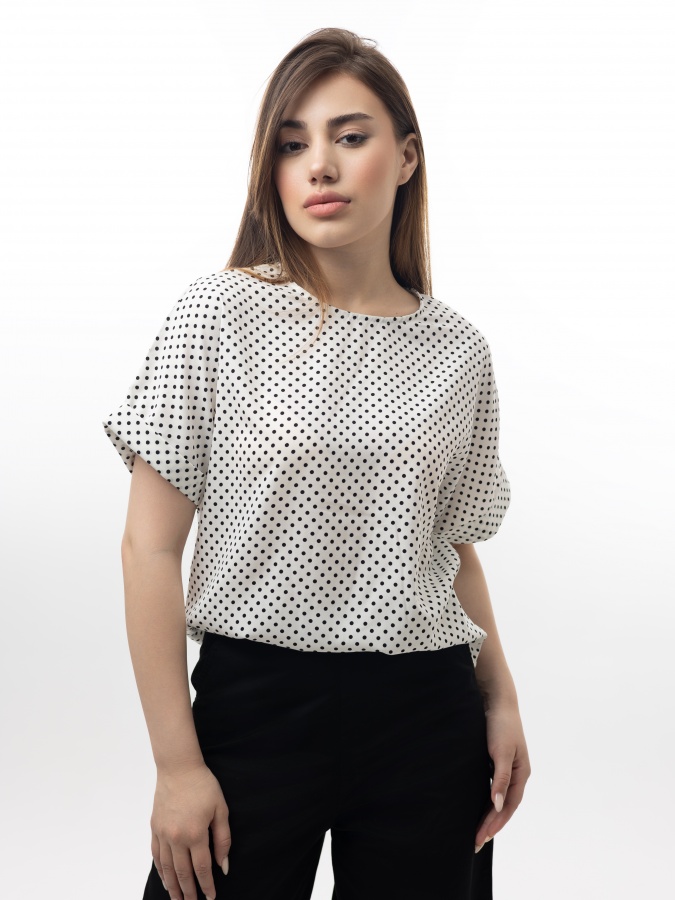 Bluzka qisqa qisma oq M  SS23WES345