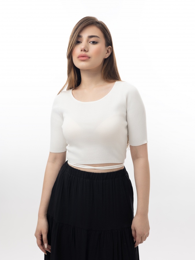 Женский джемпер короткий рукав White S SS23WES419