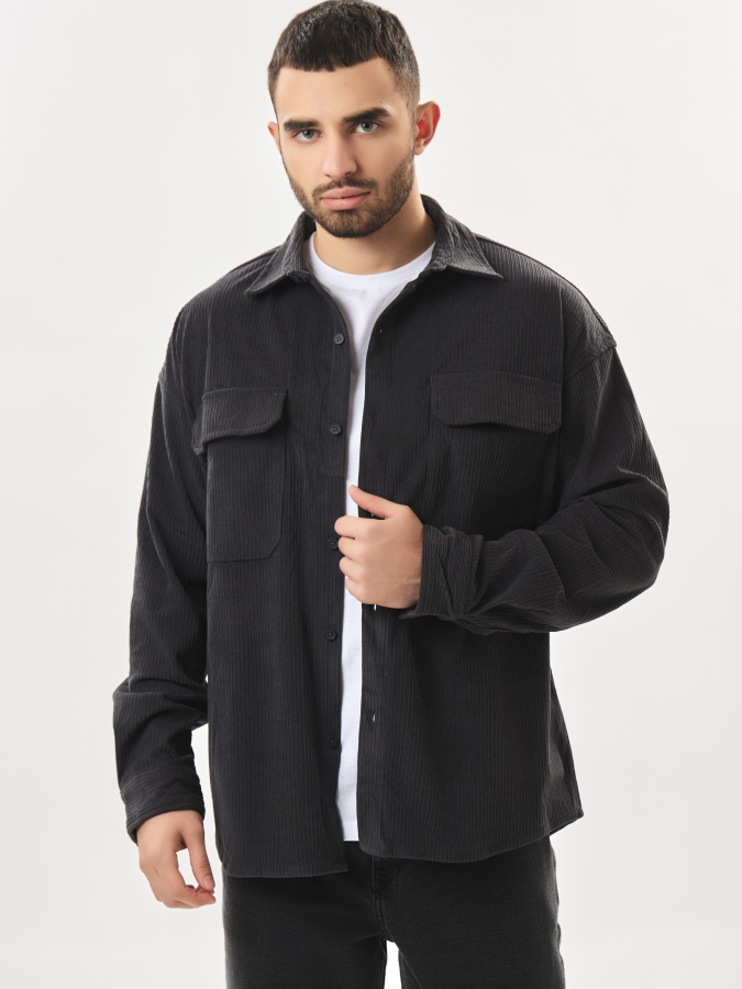 Dark Grey XXL uzun yengli ko'ylak  AW23CA2S-19-19226