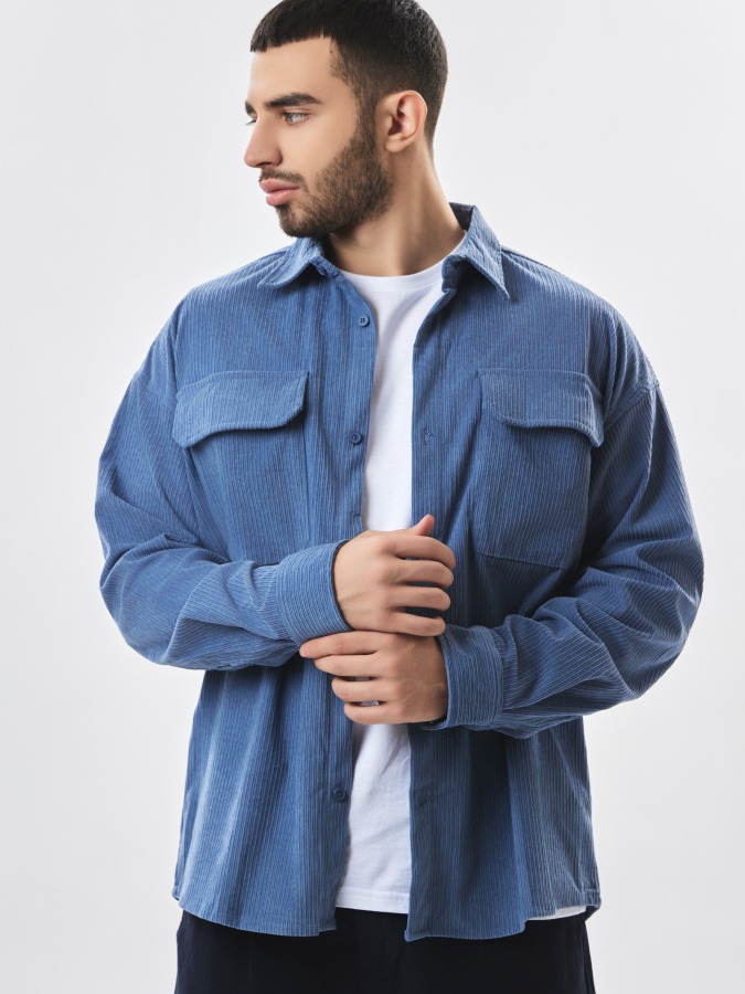 Moviy XL uzun yengli ko'ylak  AW23CA2S-19-19226