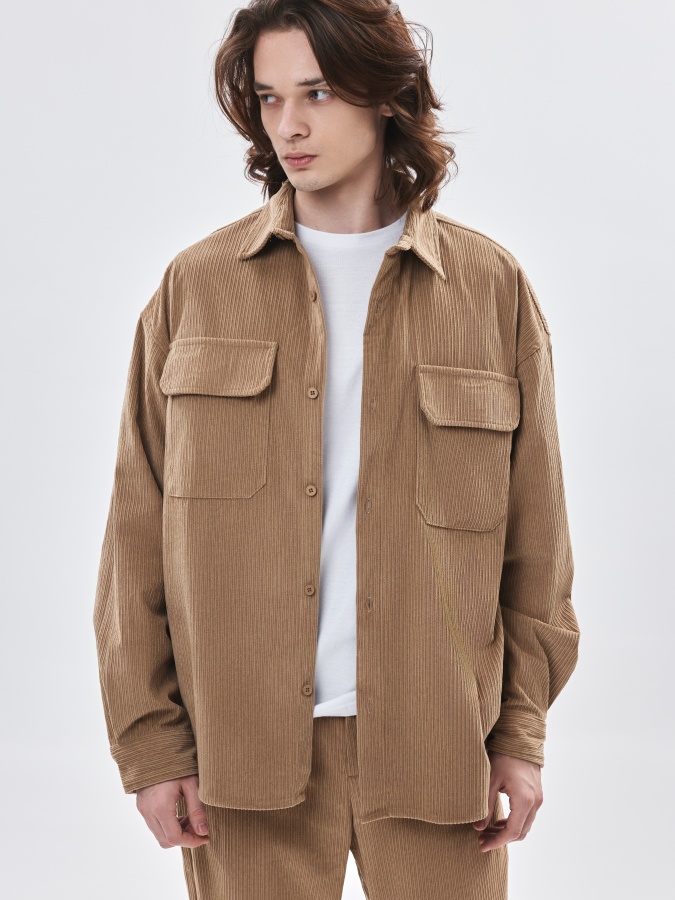 Beige XXL uzun yengli ko'ylak  AW23CA2S-19-19226