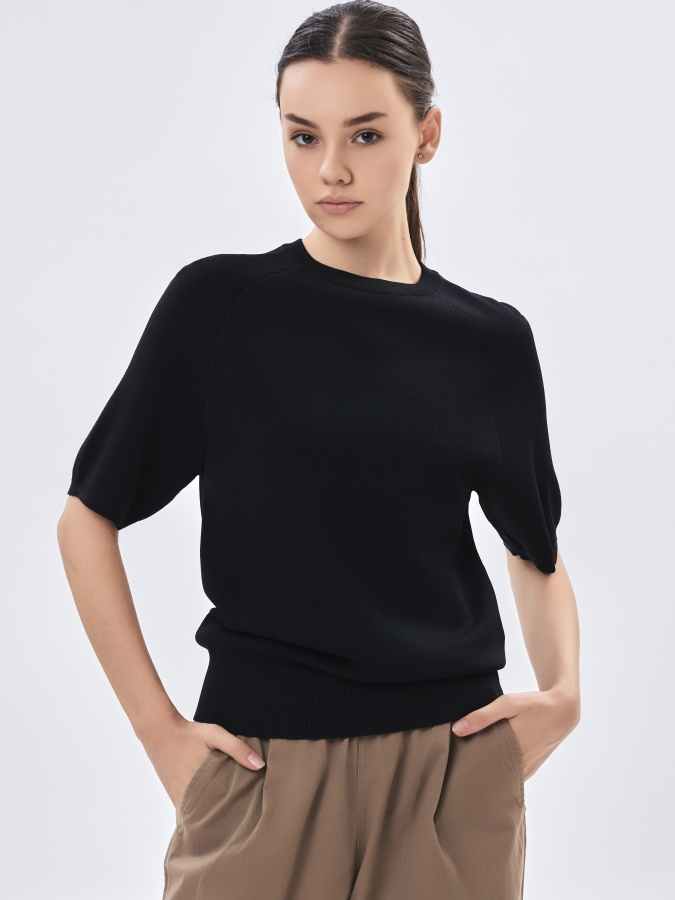Ayollar jumper qisqa qisma qora M  AW23WKN-30017