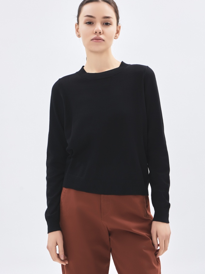 Qora XXL ayollar jumper uzun qisma AW23WKN-30042