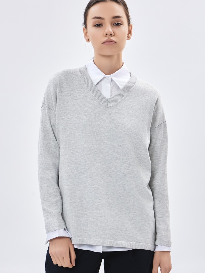 Женский джемпер длинный рукав Light Grey M AW23WKN-30085