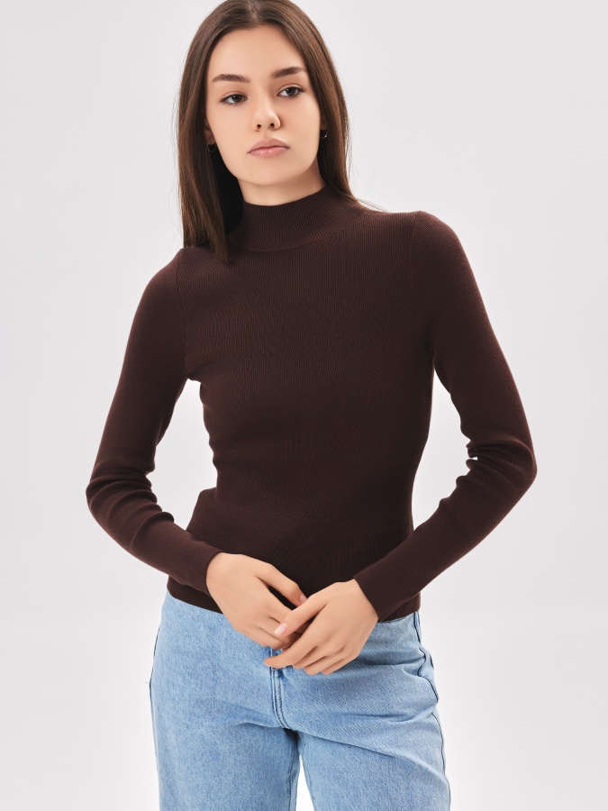 Женский джемпер длинный рукав Brown XL AW23WKN-30038