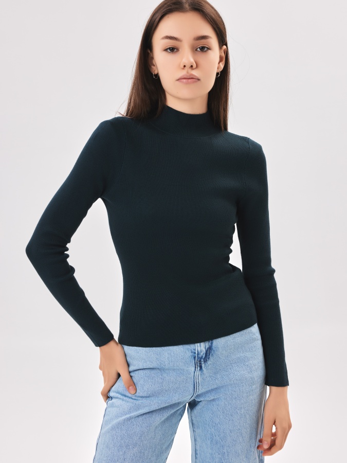 Dark Green L ayollar jumper uzun qisma  AW23WKN-30038