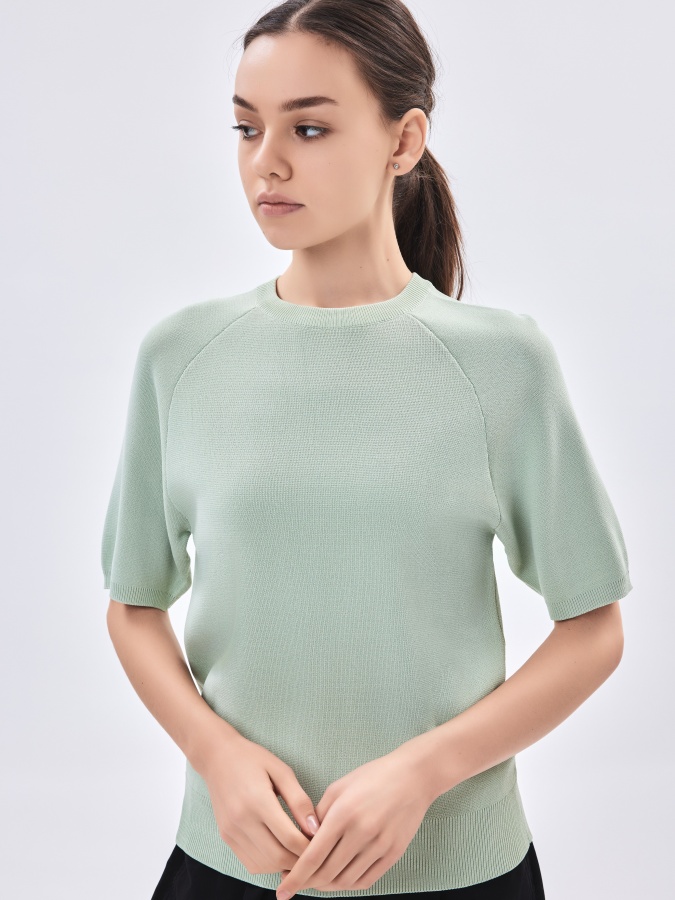 Ayollar jumper qisqa qisma yashil choy S  AW23WKN-30017