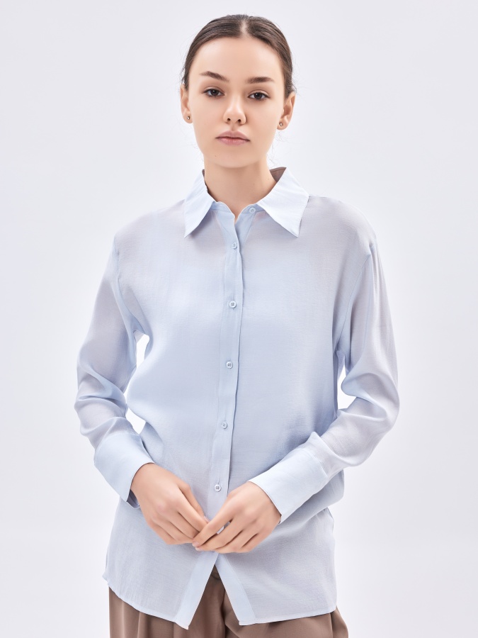 Ayollar ko'ylak uzun yengli Light blue l  AW23WES-21012