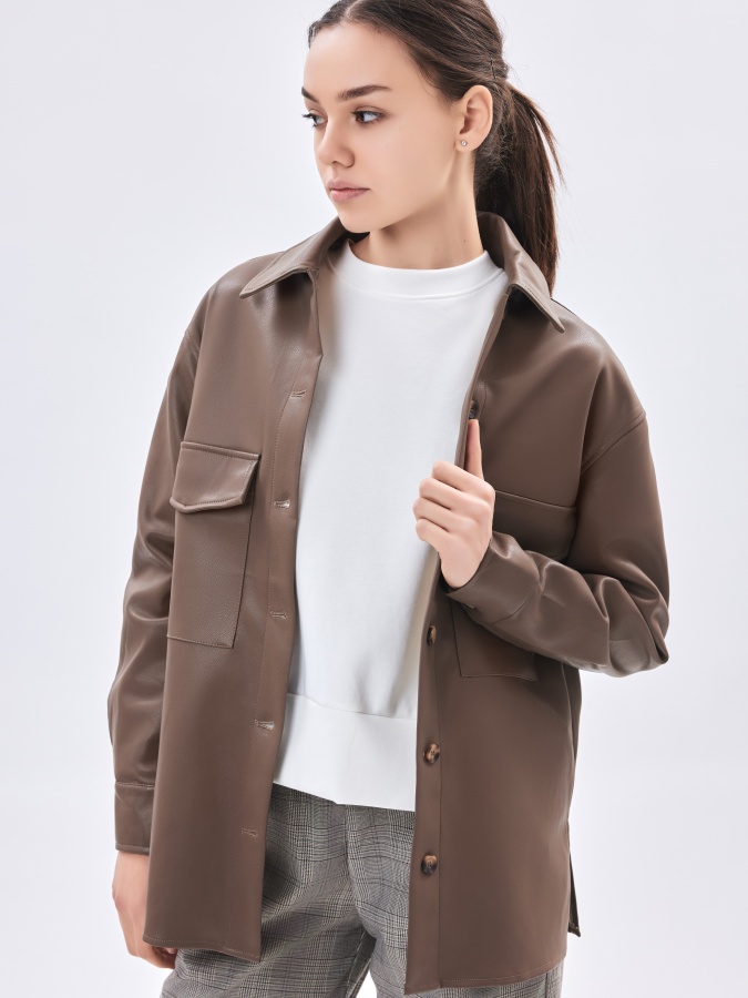 Brown XL ayollar uzun yengli ko'ylak  AW23WBA-52020