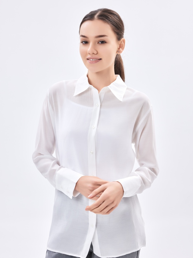 Oq XL ayollar ko'ylak uzun qisma AW23WES-21012