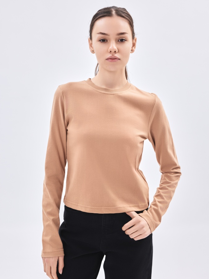 Ayollar futbolkasi uzun yengli Camel L  AW23WBS-27016