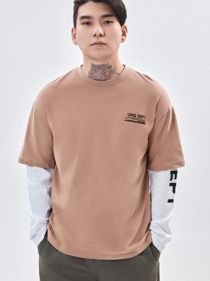 Beige XXL uzun yengli futbolka AW23CA2N-25-19263