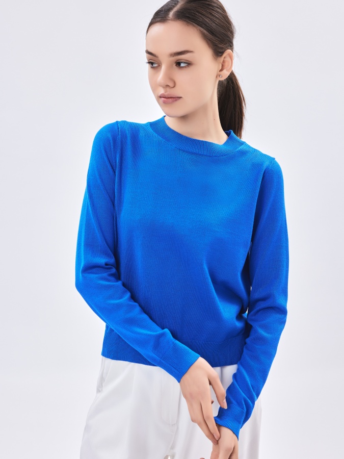 Ayollar jumper uzoq qisma elektr ko'k L AW23WKN-30042