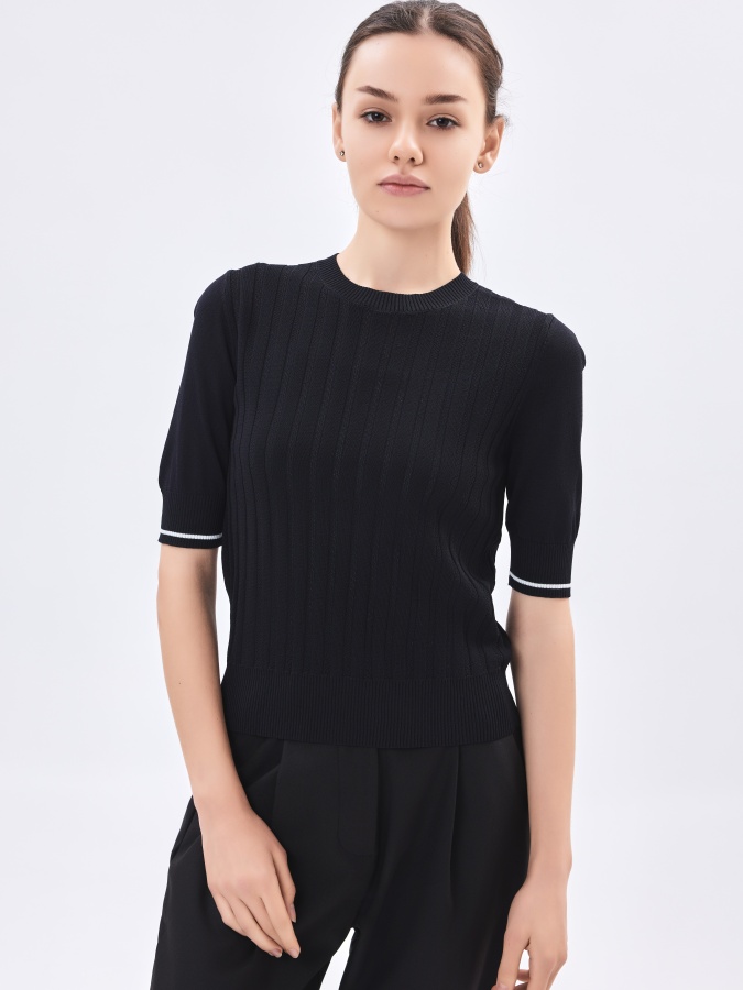 Ayollar jumper qisqa qisma qora S  AW23WKN-30037