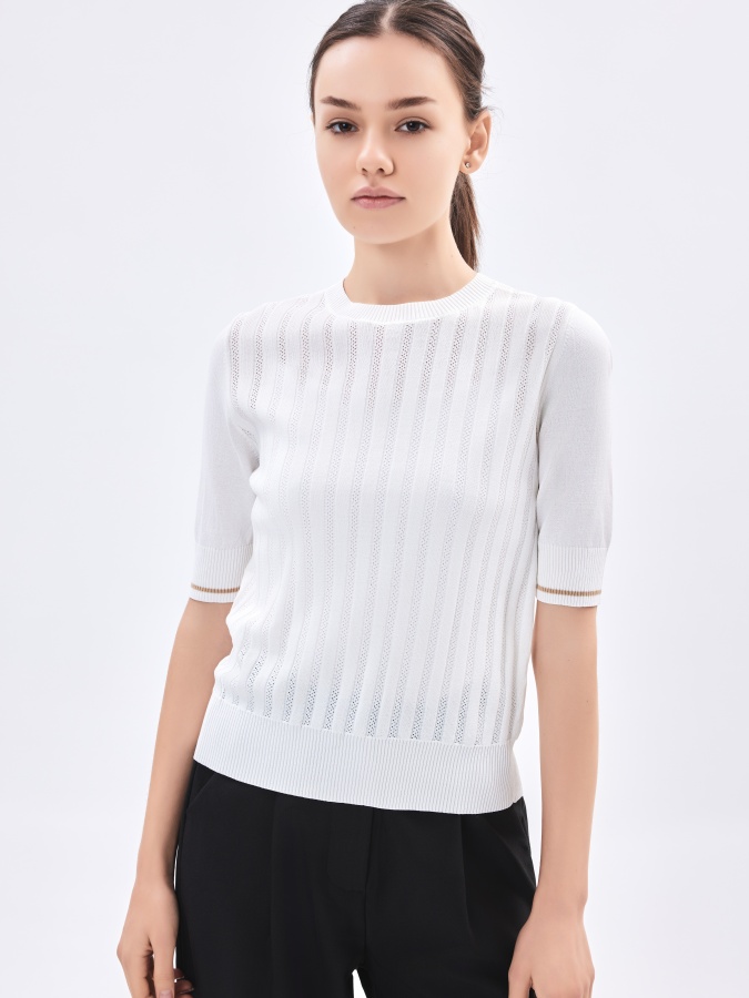 Ayollar jumper qisqa qisma oq S  AW23WKN-30037