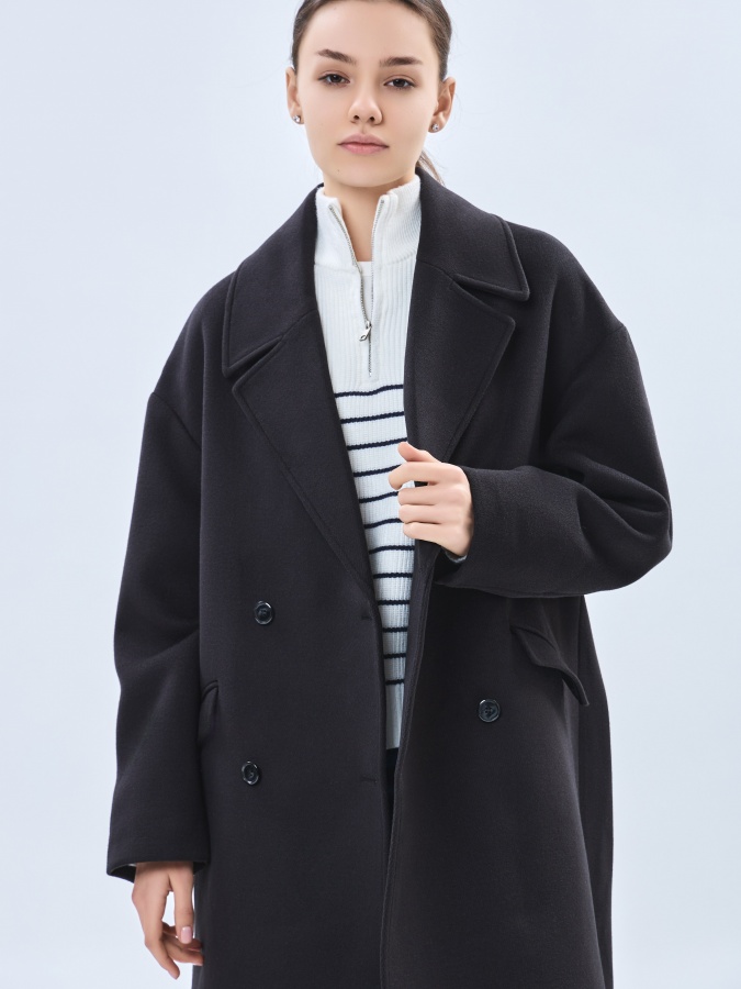 Ayollar paltosi uzun uzunlikdagi qora S  AW23WES-21005
