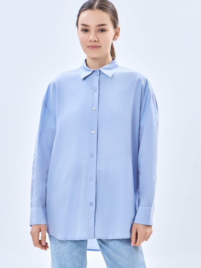 Женская рубашка длинный рукав Light blue M AW23WES-21086