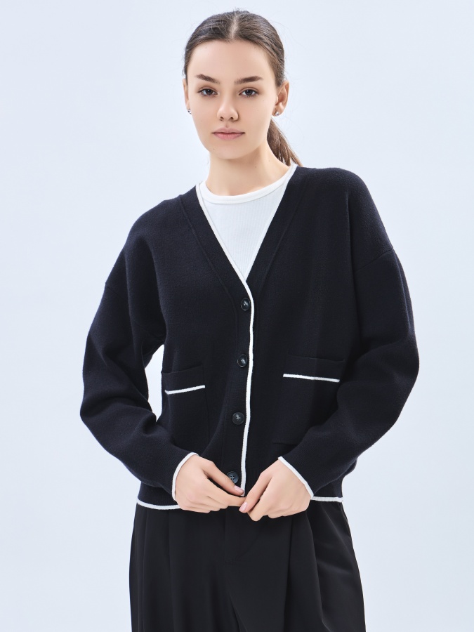 Qora XL ayollar kardigan  AW23WKN-30045