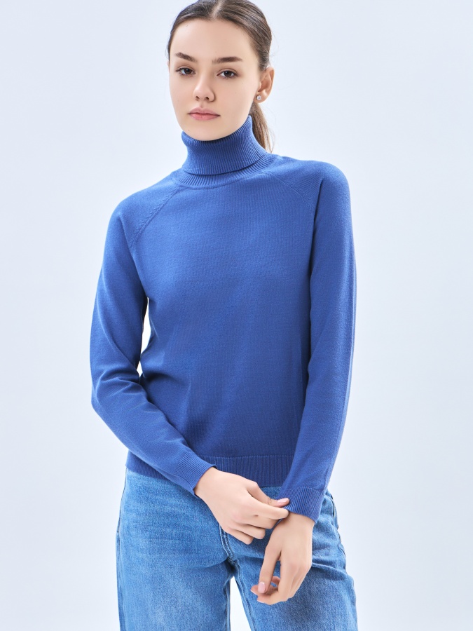 Женский джемпер длинный рукав Blue M AW23WKN-30010