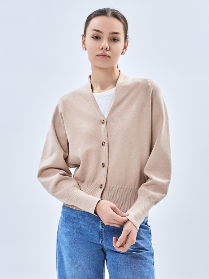 Beige XL ayollar kardigan  AW23WKN-30003