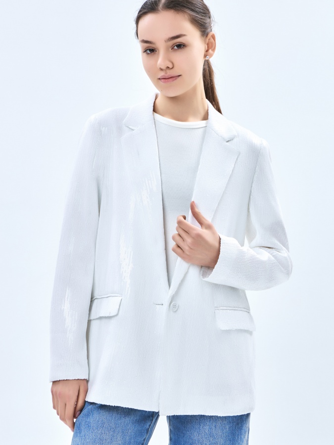 Женский пиджак длинный рукав White L AW23WPA-28002