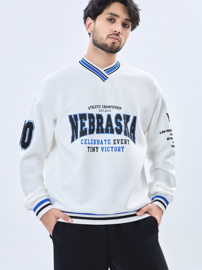 Sweatshirt qisqa uzunlikdagi oq S  AW23CA2N-2-19490