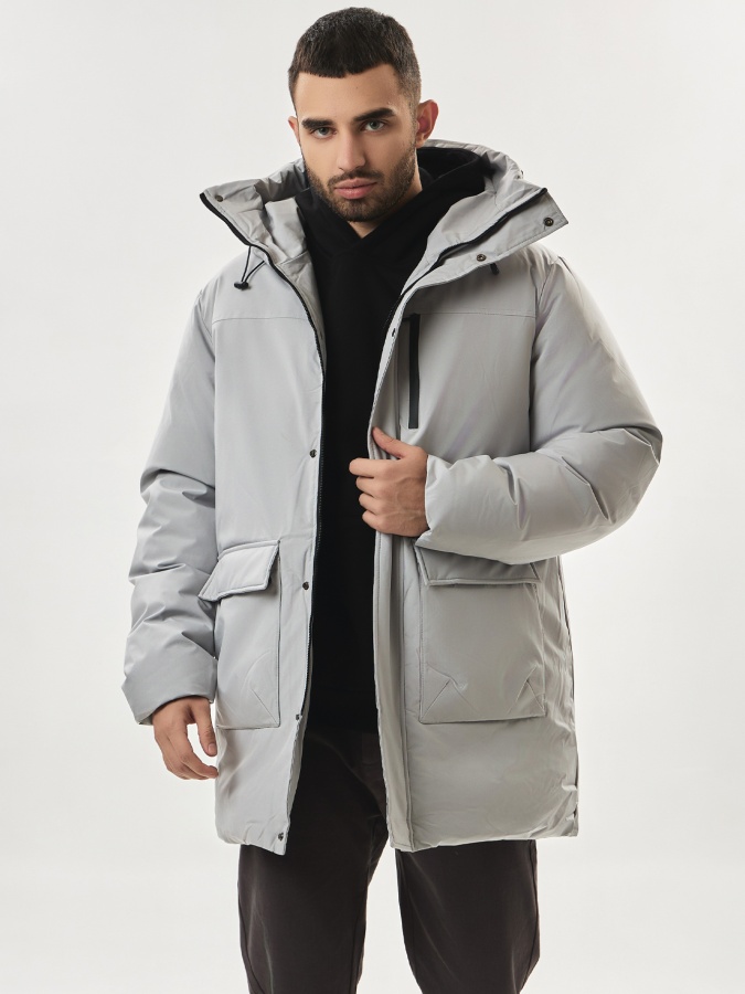 Куртка средняя длина Grey S AW23CA1N-12-19086