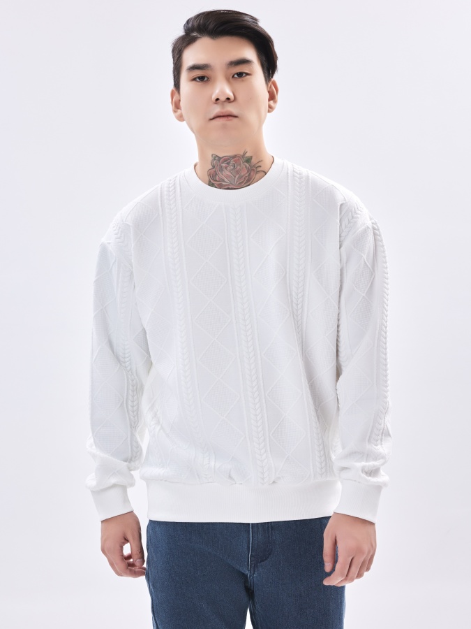 Sweatshirt qisqa uzunlikdagi oq S  AW23CA2N-2-19442