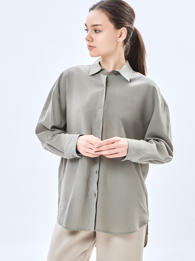Khaki XL ayollar uzun yengli ko'ylak  AW23WES-21086