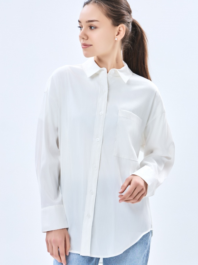 Женская рубашка длинный рукав White XL AW23WES-21013