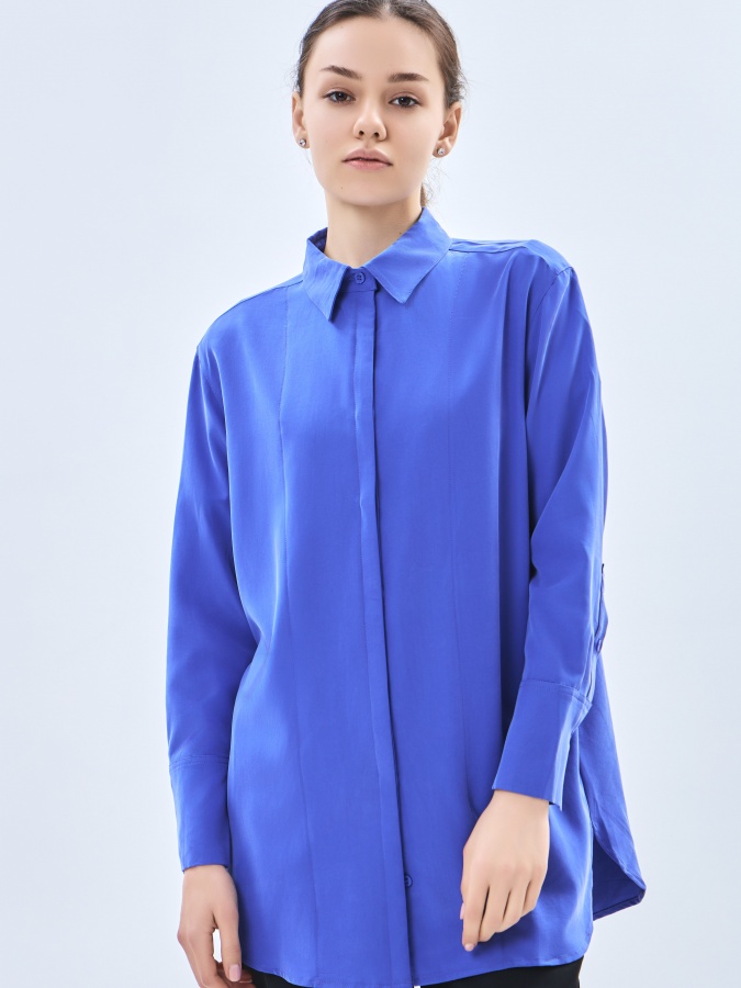 Electric Blue M ayollar uzun yengli ko'ylak  AW23WES-21039