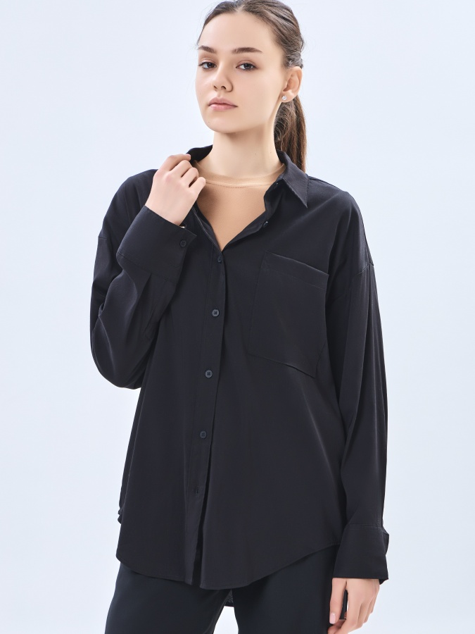 Женская рубашка длинный рукав Black XL AW23WES-21013
